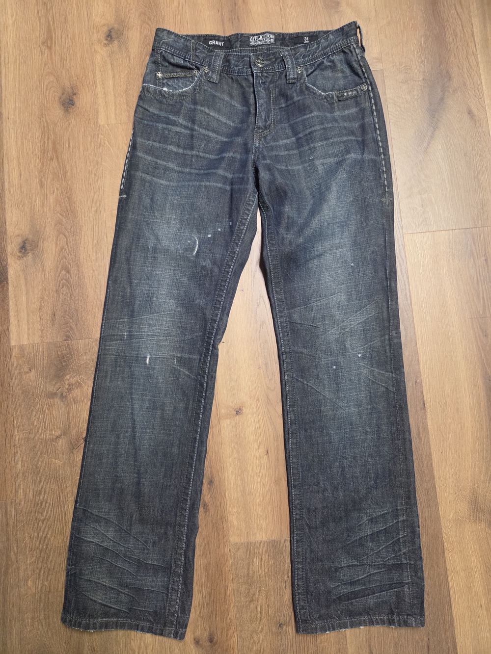 Affliction Men's Straight Jeans in Faded Black Denim